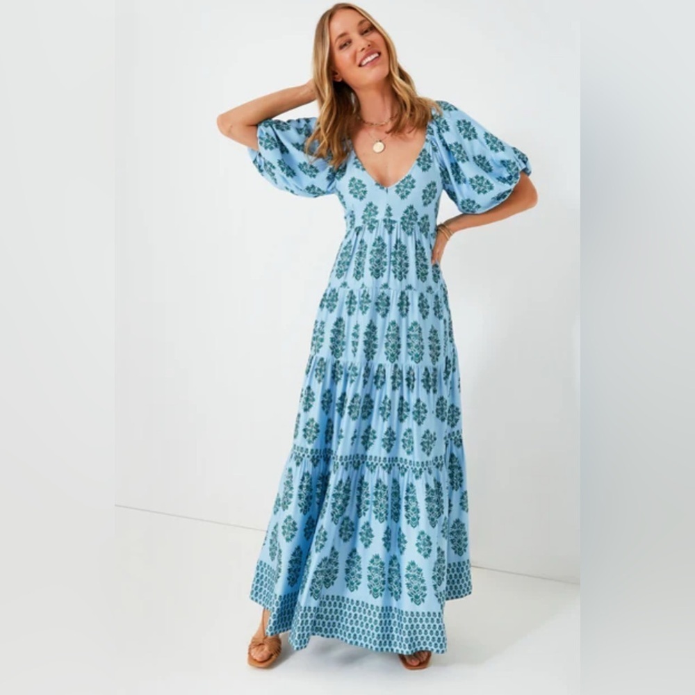 NEW Tuckernuck OMIKA Adia Baltic Ila Maxi Dress Medium - Picture 1 of 16